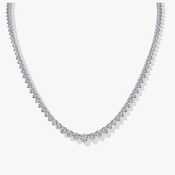 Graduated Silver Crystal CZ Tennis Necklace - Elegant Women's Jewelry